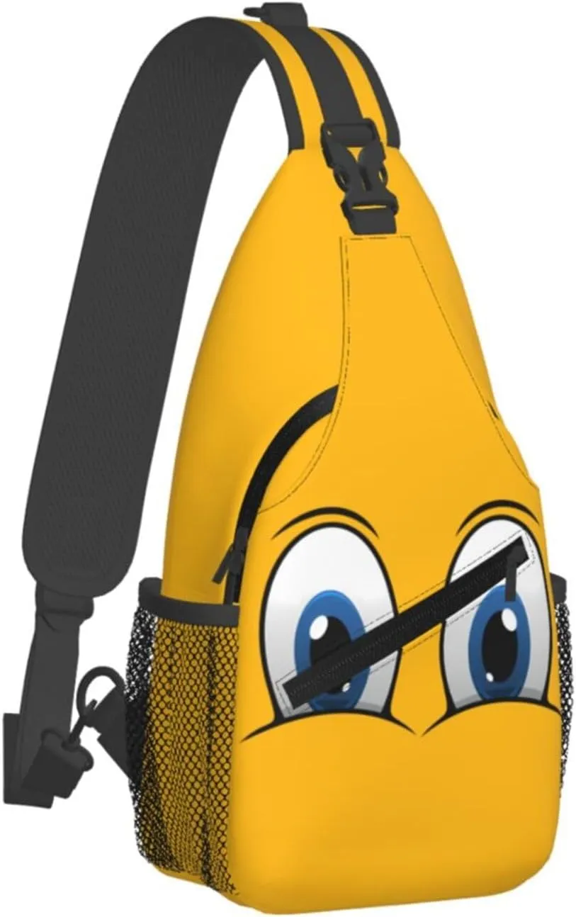 Cute Funny Cartoon Sketch Eyes Crossbody Bag Cross Chest Bag Adjustable Sling Backpack Sports Gym Shoulder Bags Travel Cycling Daypack Diagonally Casual Rucksack