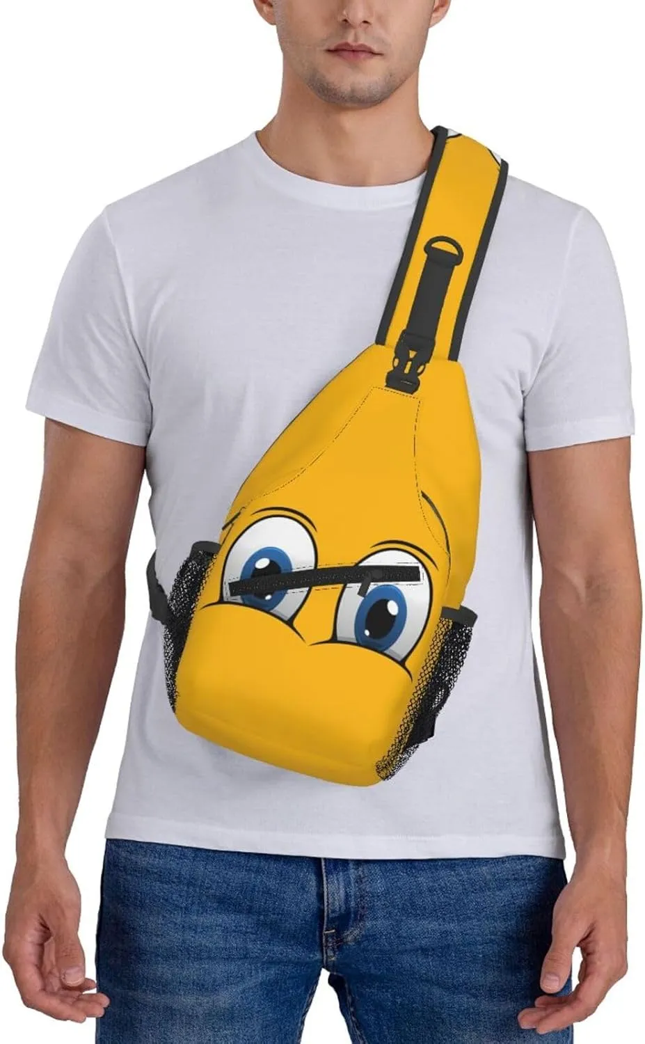 Cute Funny Cartoon Sketch Eyes Crossbody Bag Cross Chest Bag Adjustable Sling Backpack Sports Gym Shoulder Bags Travel Cycling Daypack Diagonally Casual Rucksack