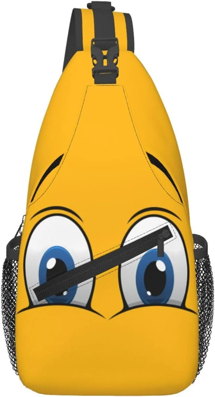 Cute Funny Cartoon Sketch Eyes Crossbody Bag Cross Chest Bag Adjustable Sling Backpack Sports Gym Shoulder Bags Travel Cycling Daypack Diagonally Casual Rucksack