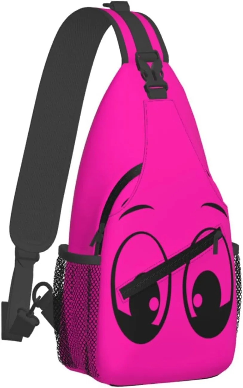 Cute Funny Cartoon Sketch Eyes Crossbody Bag Cross Chest Bag Adjustable Sling Backpack Sports Gym Shoulder Bags Travel Cycling Daypack Diagonally Casual Rucksack