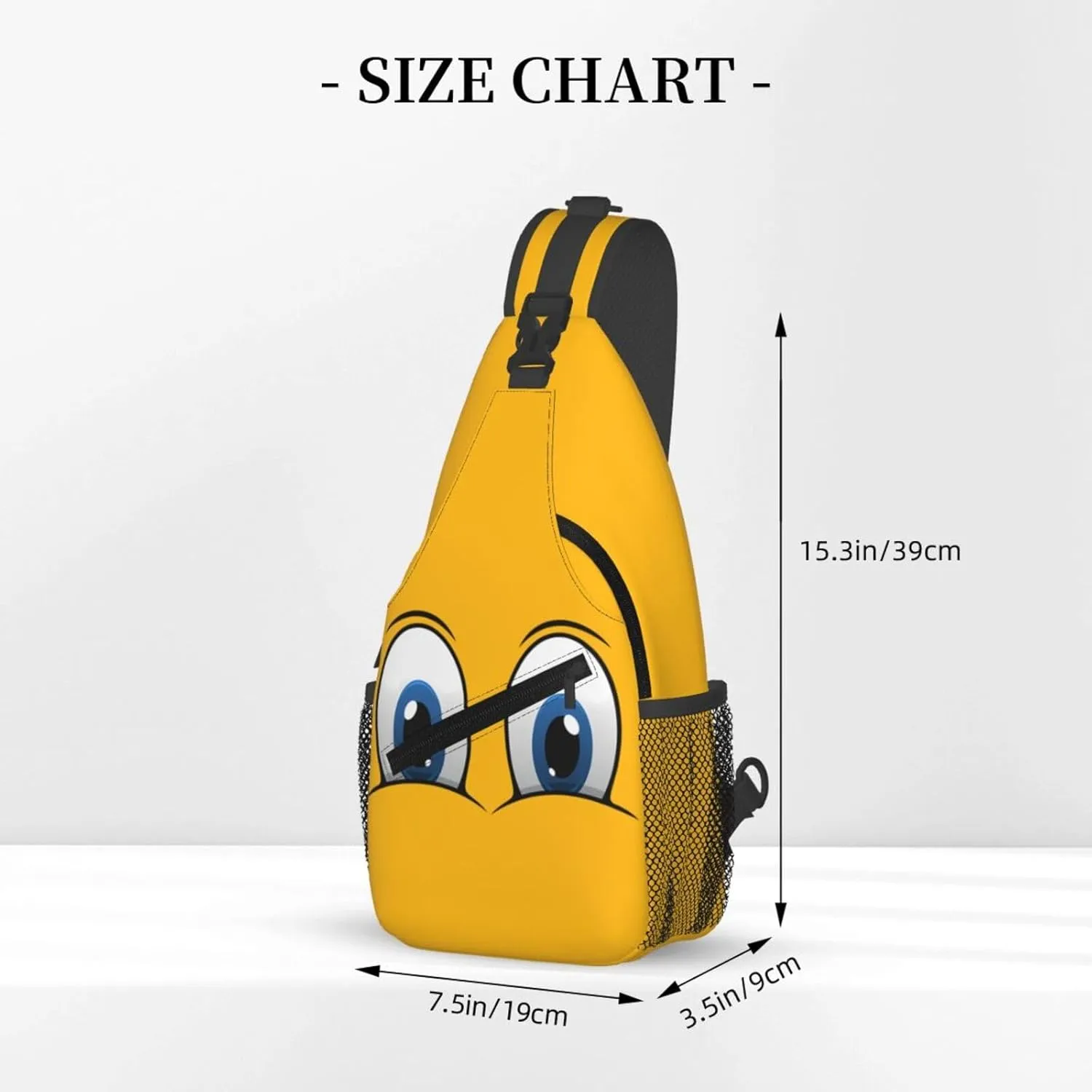 Cute Funny Cartoon Sketch Eyes Crossbody Bag Cross Chest Bag Adjustable Sling Backpack Sports Gym Shoulder Bags Travel Cycling Daypack Diagonally Casual Rucksack