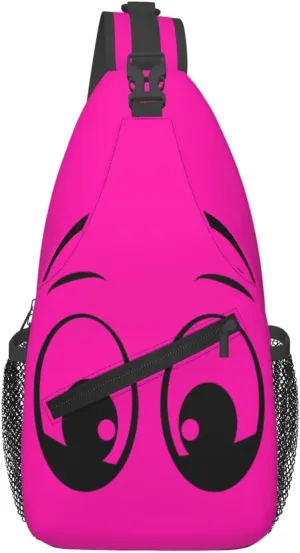 Cute Funny Cartoon Sketch Eyes Crossbody Bag Cross Chest Bag Adjustable Sling Backpack Sports Gym Shoulder Bags Travel Cycling Daypack Diagonally Casual Rucksack
