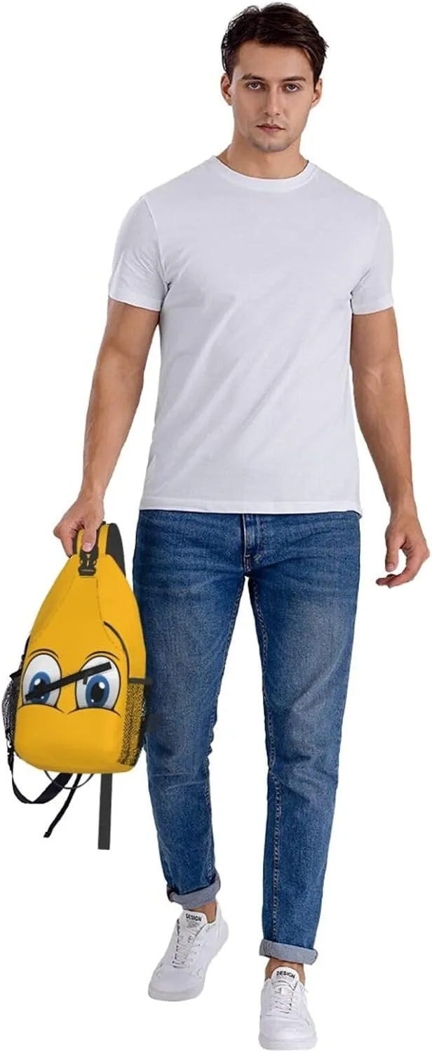 Cute Funny Cartoon Sketch Eyes Crossbody Bag Cross Chest Bag Adjustable Sling Backpack Sports Gym Shoulder Bags Travel Cycling Daypack Diagonally Casual Rucksack