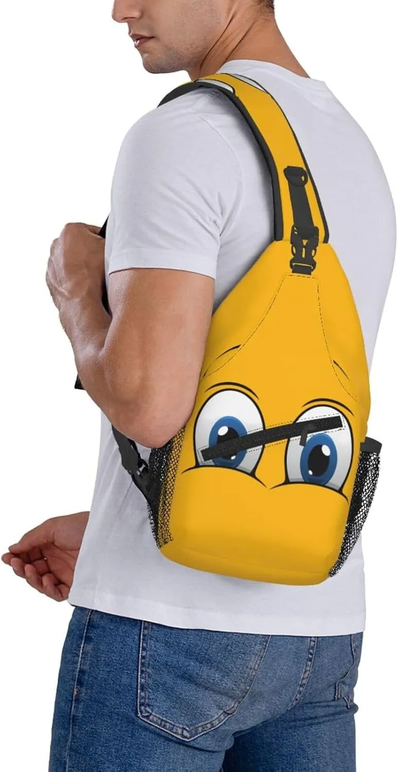Cute Funny Cartoon Sketch Eyes Crossbody Bag Cross Chest Bag Adjustable Sling Backpack Sports Gym Shoulder Bags Travel Cycling Daypack Diagonally Casual Rucksack