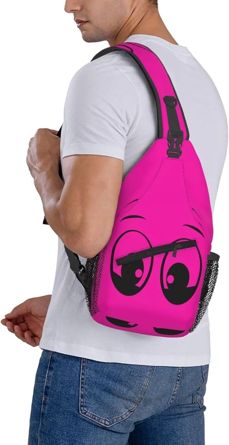 Cute Funny Cartoon Sketch Eyes Crossbody Bag Cross Chest Bag Adjustable Sling Backpack Sports Gym Shoulder Bags Travel Cycling Daypack Diagonally Casual Rucksack