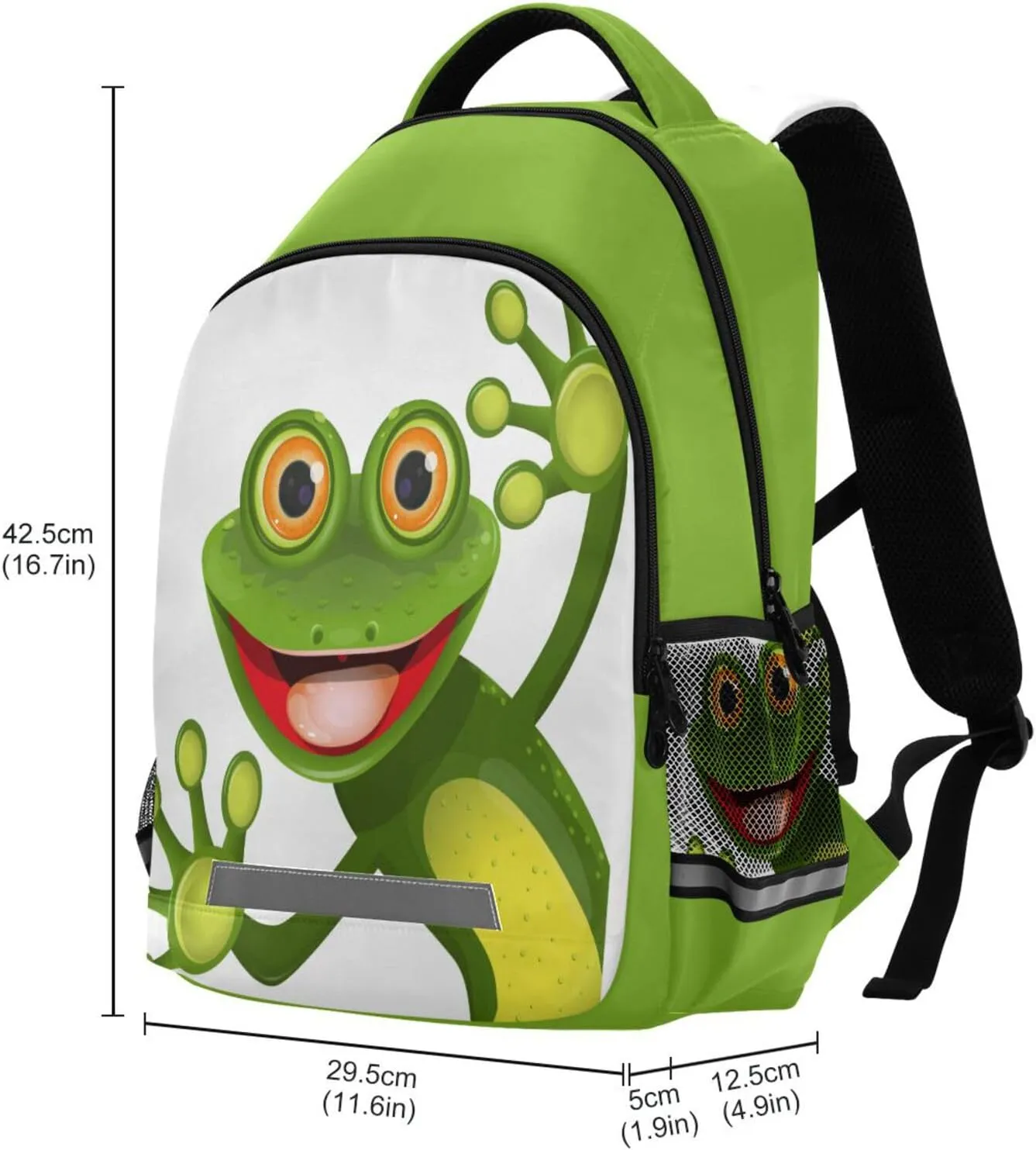 Cute Green Frog Backpack for Boys Girls Elementary School Bag Kids Bookbag Travel Rucksack