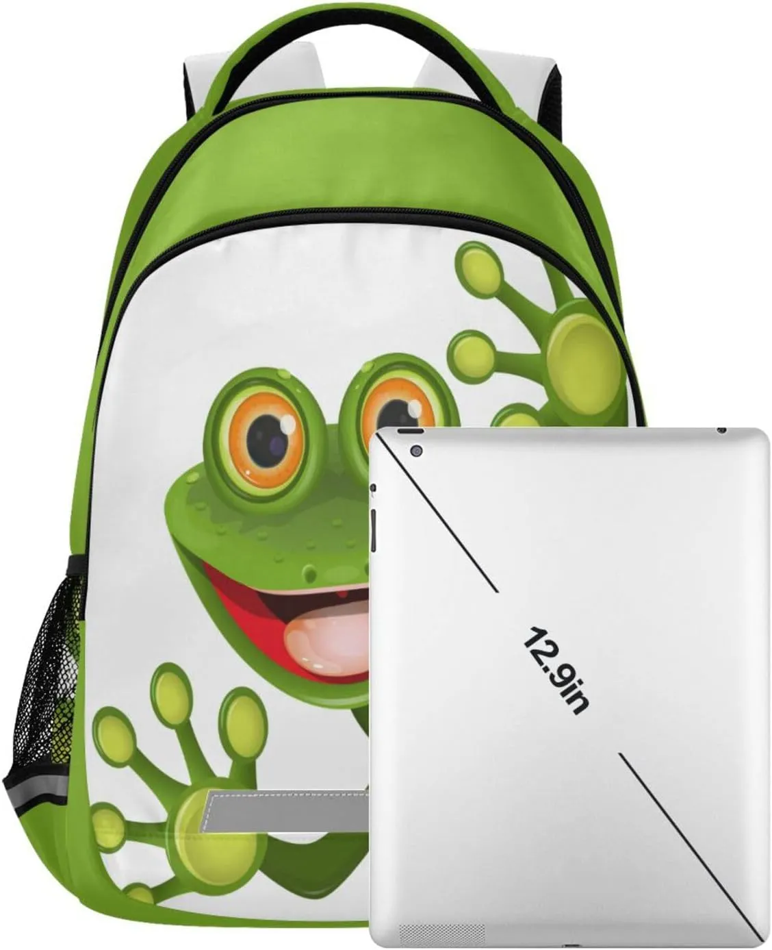 Cute Green Frog Backpack for Boys Girls Elementary School Bag Kids Bookbag Travel Rucksack