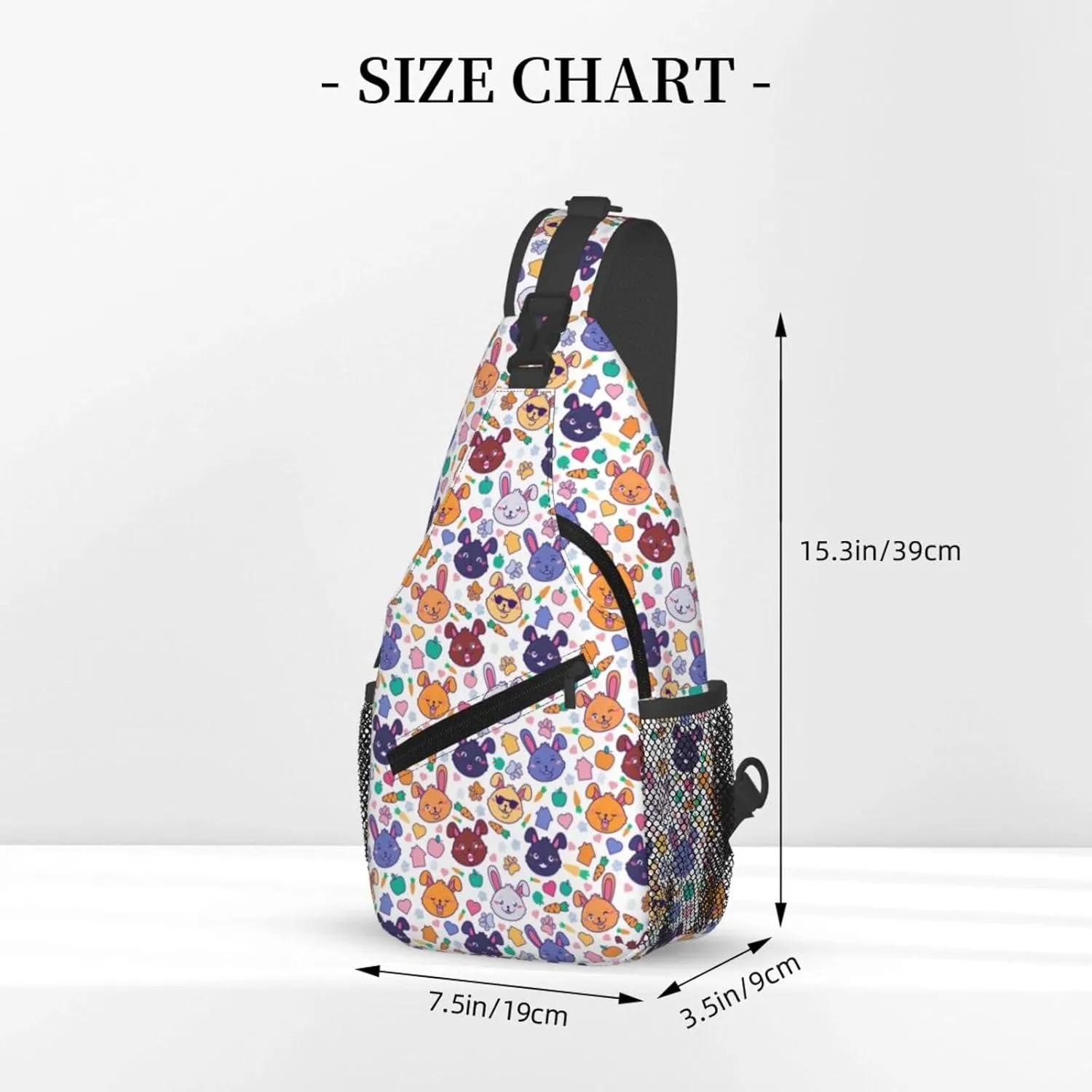Cute Hares Cool Smile Rabbits Faces Cross Chest Bag Diagonally Hiking Crossbody Bag Travel Shoulder Daypack Lightweight Sling Backpack Cycling Daypacks Fitness Chest Backpacks