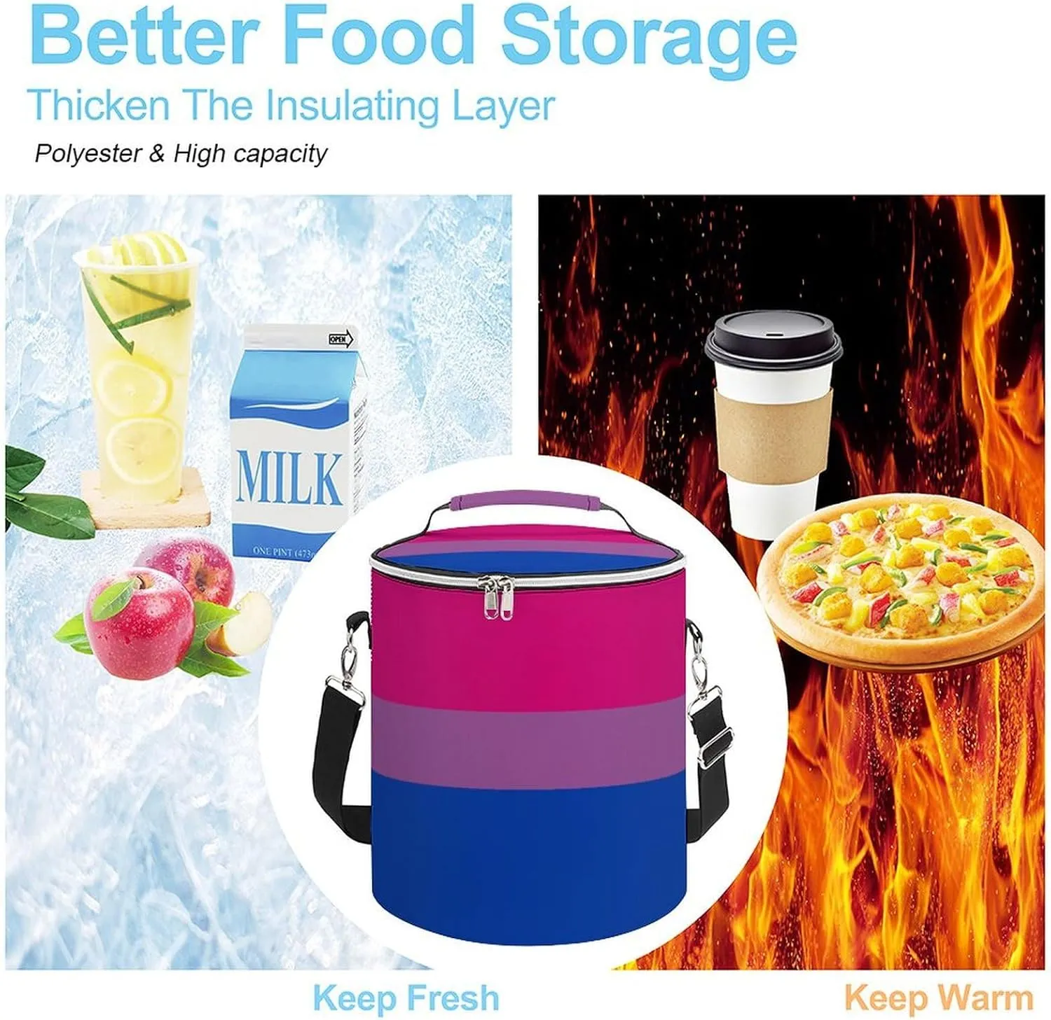 Cute Leak Proof Thermal Bag, Large Capacity Insulated Backpack Cooler for Hiking