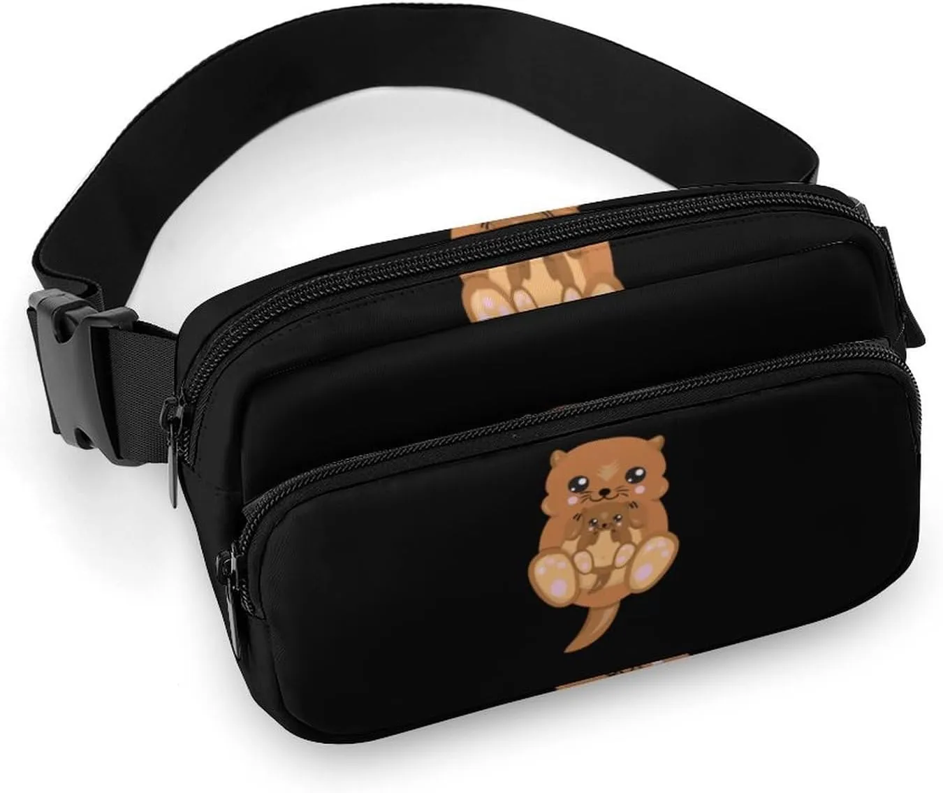 Cute Otter Belt Bag Double Layer Fanny Pack Crossbody Bags Adjustable Bum Bag for Women Men