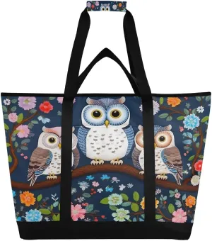 Cute Owls Reusable Insulated Lunchbox Cooler Bag, Leakproof Kitchen Grocery Bag Collapsible Portable Cooler Tote Bag for Picnic, Camping, Office, Travel