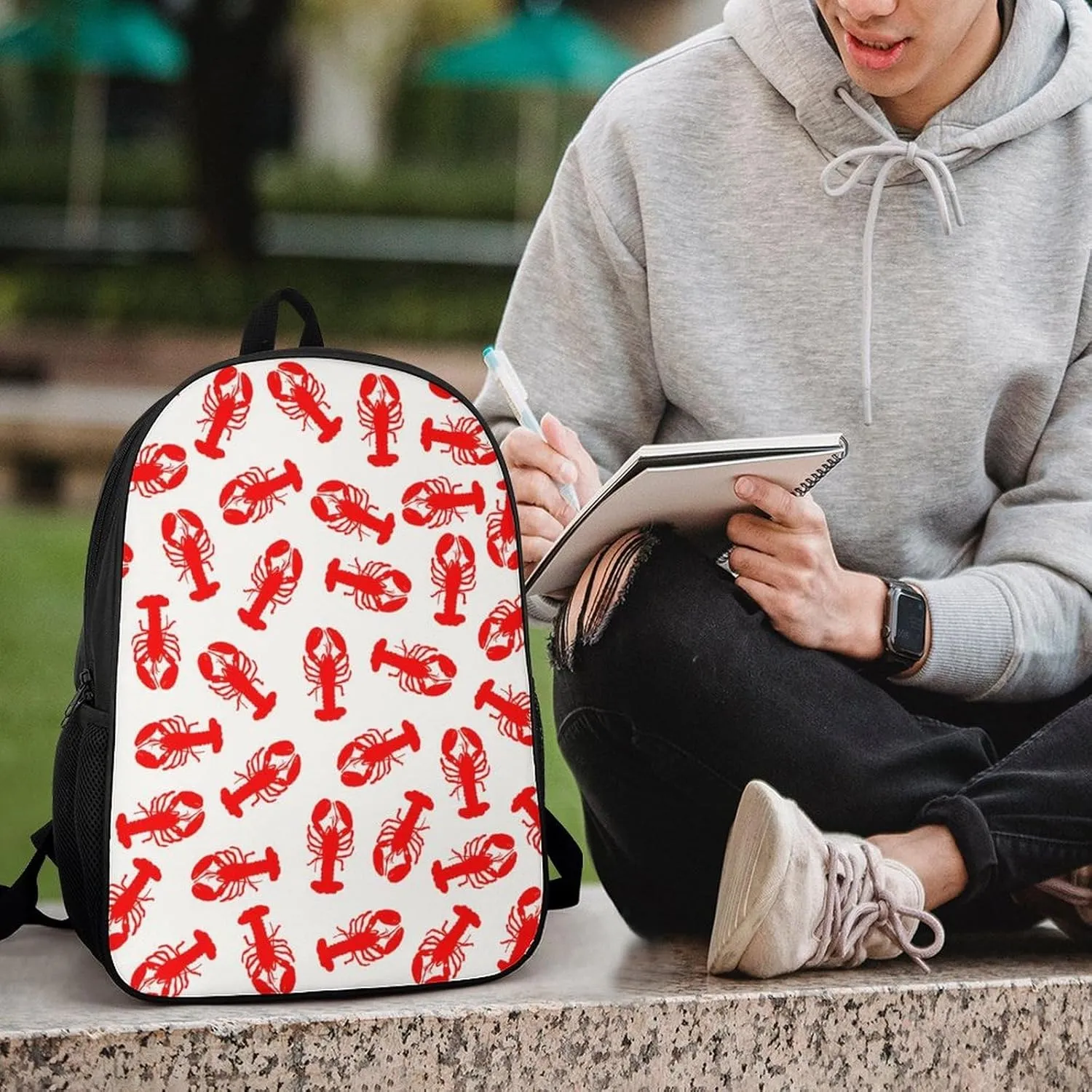 Cute Red Lobster Animal Backpack Lightweight Waterproof Backpacks Laptop Backpack for Unisex Casual Travel Daypacks Large Capacity