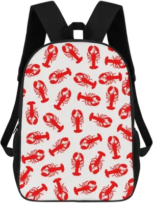 Cute Red Lobster Animal Backpack Lightweight Waterproof Backpacks Laptop Backpack for Unisex Casual Travel Daypacks Large Capacity