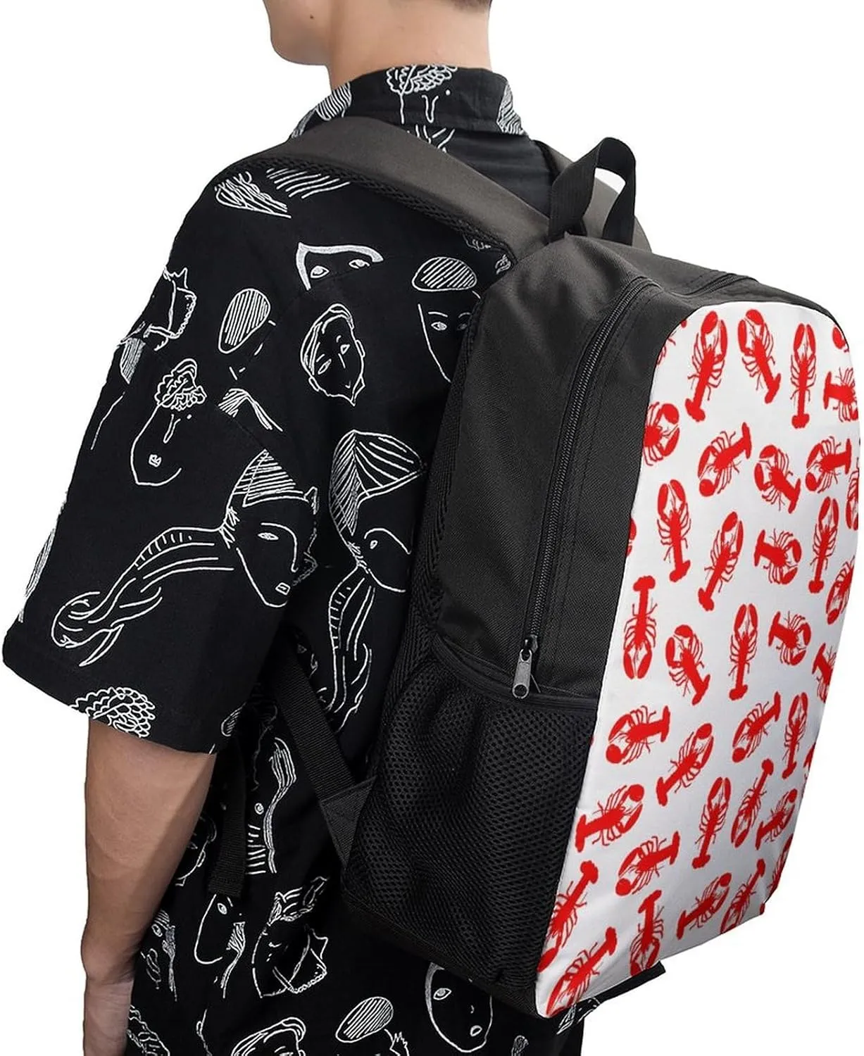 Cute Red Lobster Animal Backpack Lightweight Waterproof Backpacks Laptop Backpack for Unisex Casual Travel Daypacks Large Capacity