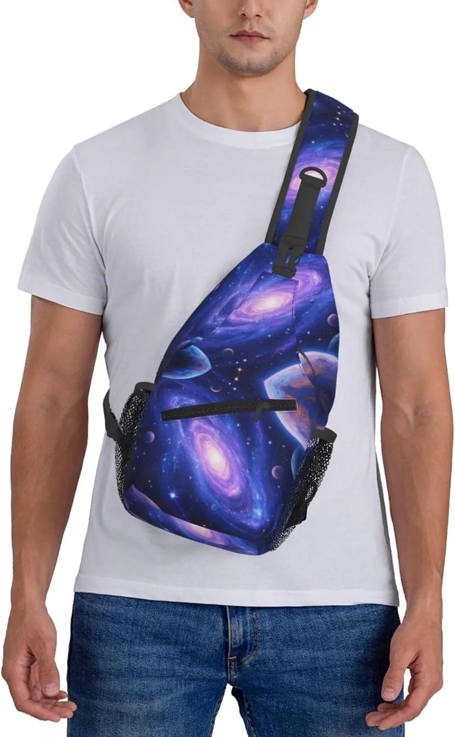 Cute Sling Shoulder Backpack, Rucksack, Solar System Galaxy Space Planet Art Crossbody Rucksack, Tote Bags, Gym Crossbody Sack Satchel Outdoor Hiking Bag for Men Women