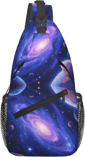 Cute Sling Shoulder Backpack, Rucksack, Solar System Galaxy Space Planet Art Crossbody Rucksack, Tote Bags, Gym Crossbody Sack Satchel Outdoor Hiking Bag for Men Women