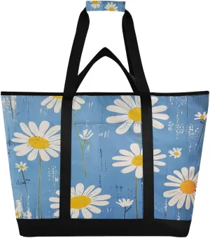 Daisy Reusable Insulated Lunchbox Cooler Bag, Leakproof Kitchen Grocery Bag Collapsible Portable Cooler Tote Bag for Picnic, Camping, Office, Travel