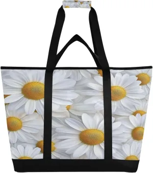 Daisy Reusable Insulated Lunchbox Cooler Bag, Leakproof Kitchen Grocery Bag Collapsible Portable Cooler Tote Bag for Picnic, Camping, Office, Travel