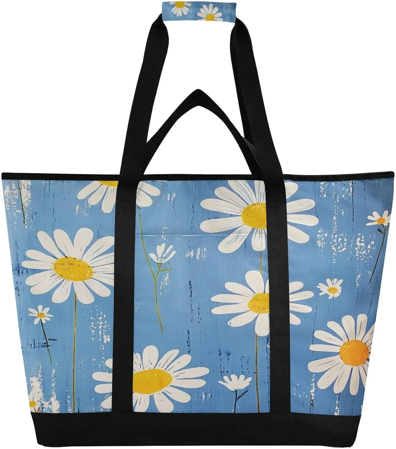 Daisy Reusable Insulated Lunchbox Cooler Bag, Leakproof Kitchen Grocery Bag Collapsible Portable Cooler Tote Bag for Picnic, Camping, Office, Travel