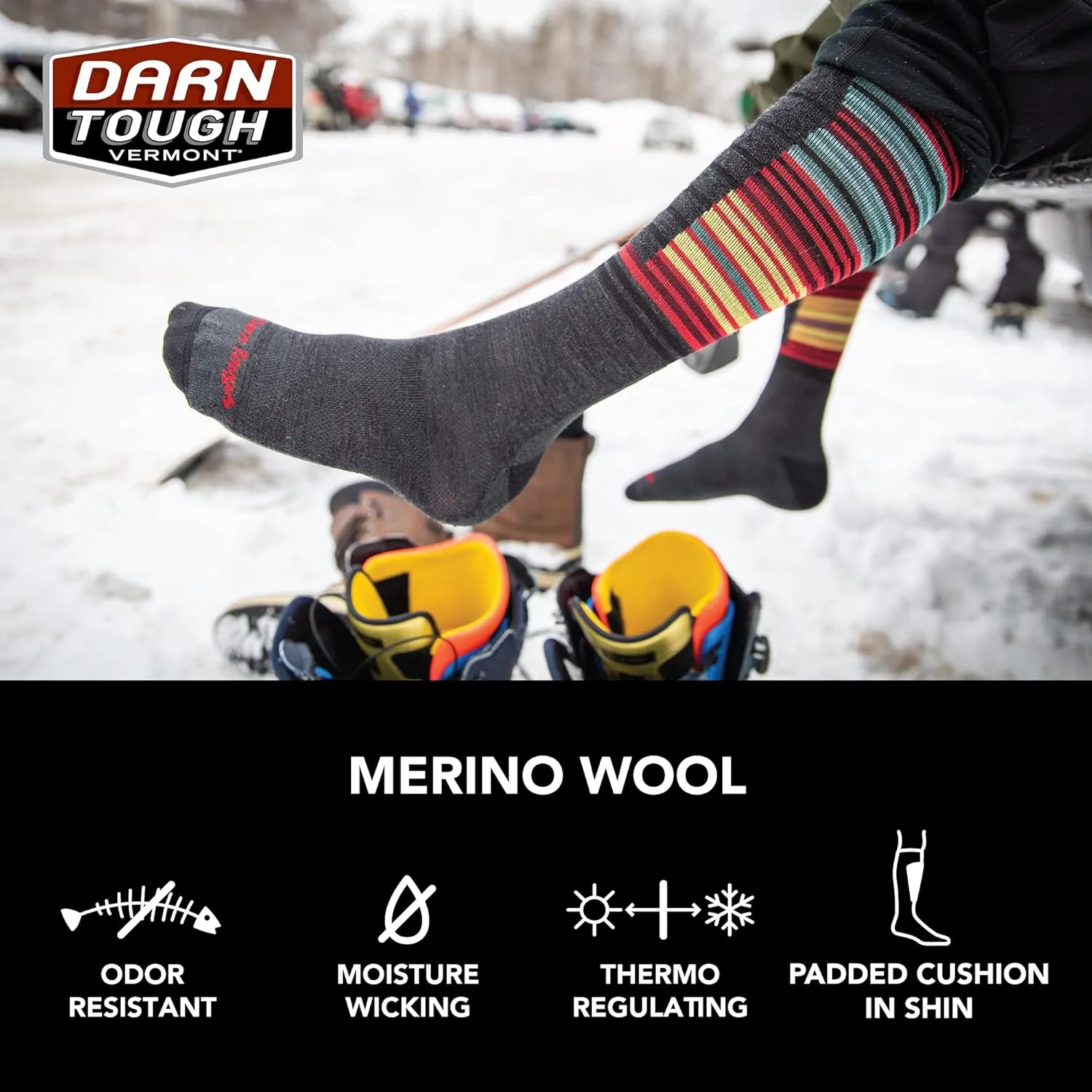 DARN TOUGH Men's Edge Over-The-Calf Midweight Ski and Snowboard Sock (Style #8007)