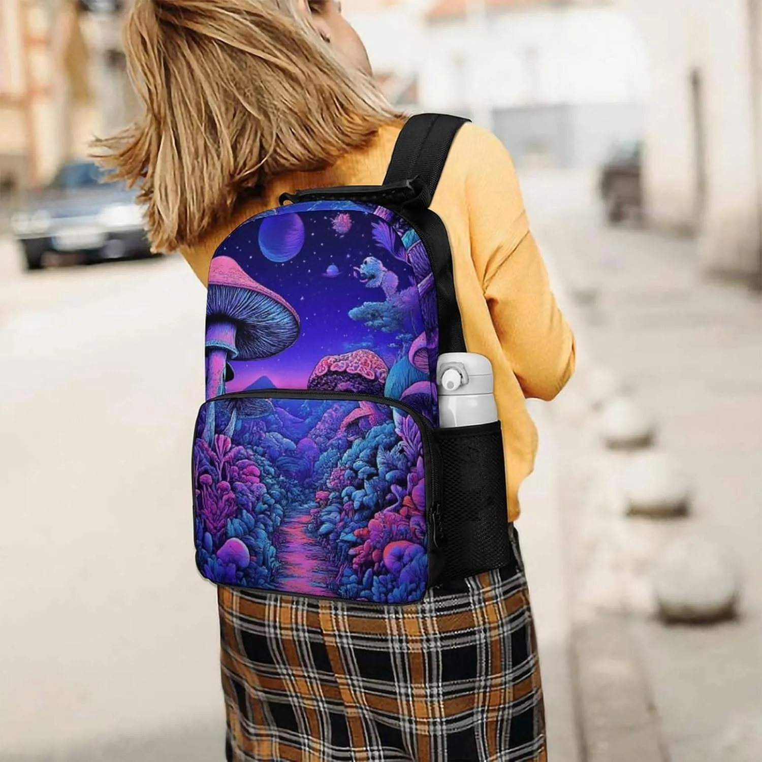 Daypack Backpack Multipurpose Anti-Theft Large Capacity Bookbag - Magic Mushroom Mushrooms Scenery Travel Hiking & Camping Rucksack With Adjustable Shoulder Straps