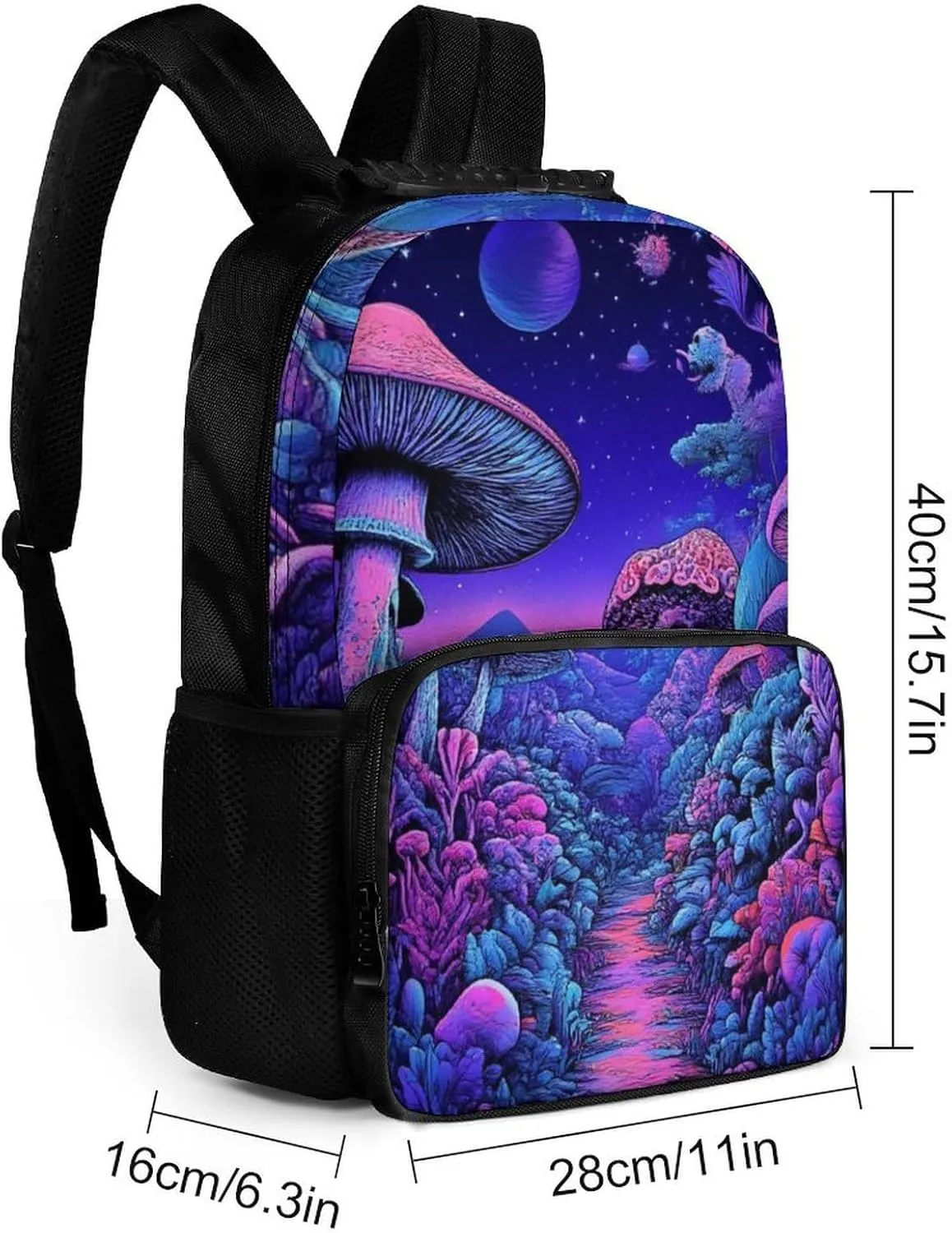 Daypack Backpack Multipurpose Anti-Theft Large Capacity Bookbag - Magic Mushroom Mushrooms Scenery Travel Hiking & Camping Rucksack With Adjustable Shoulder Straps