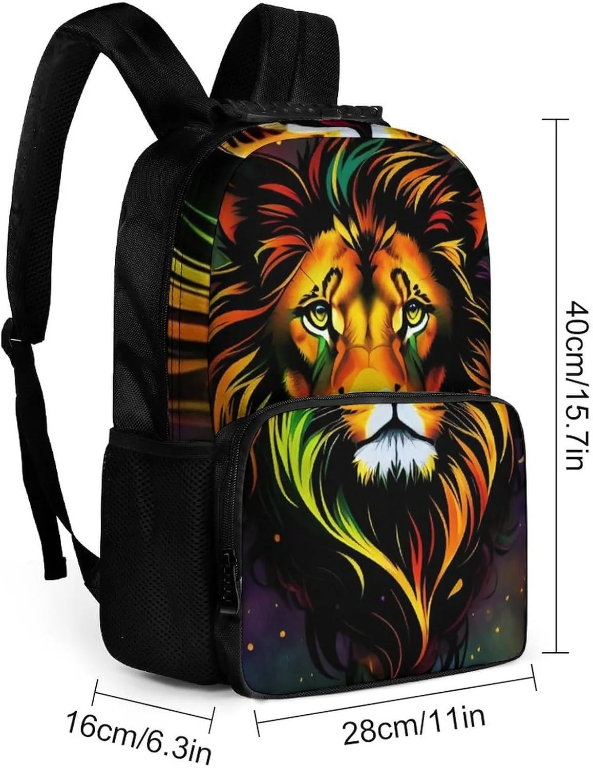 Daypack Bookbag Anti-Theft Multipurpose Large Capacity Bookbag - Cool Lion In The Space Surreal Style Art Travel Hiking & Camping Rucksack With Adjustable Shoulder Straps