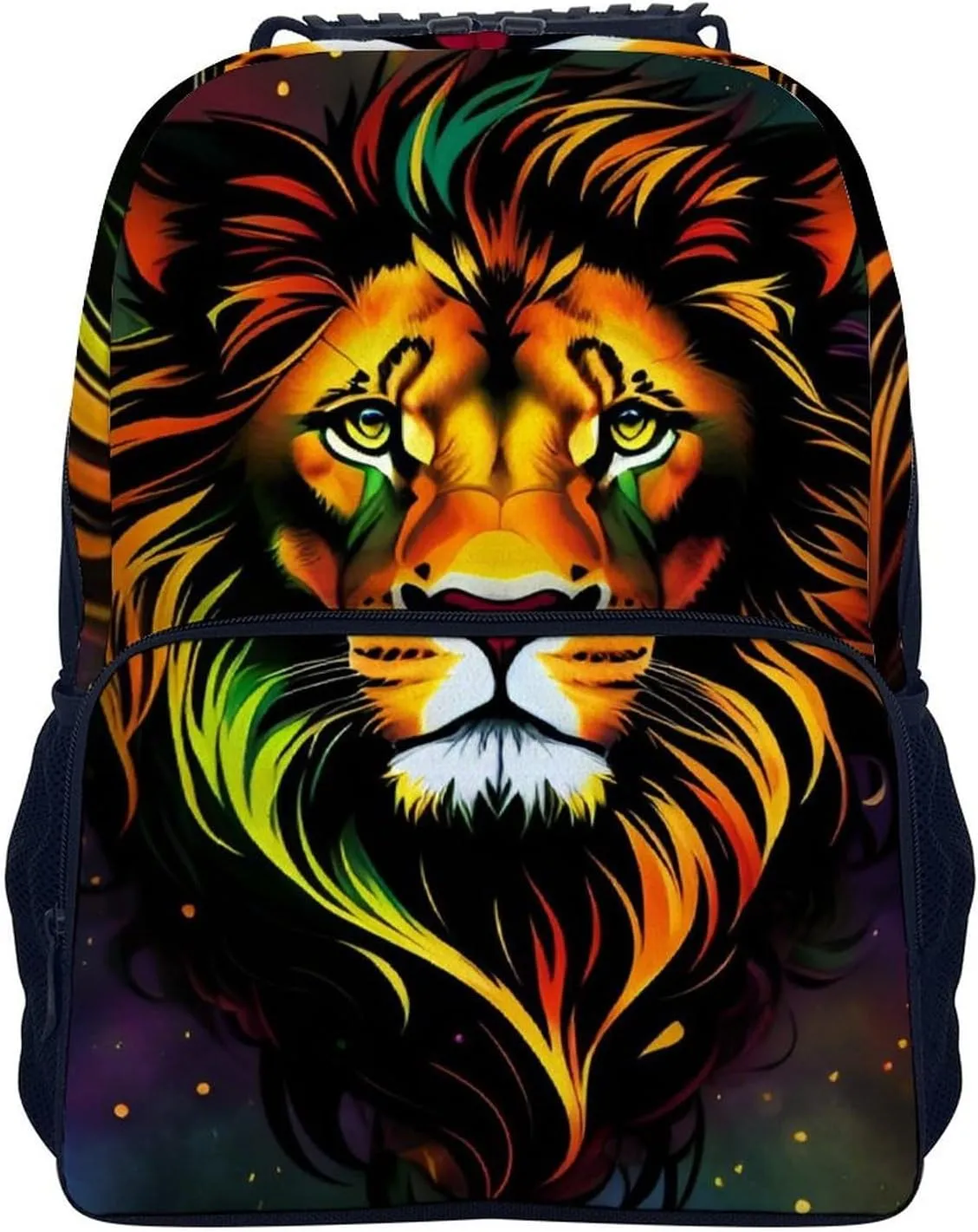 Daypack Bookbag Anti-Theft Multipurpose Large Capacity Bookbag - Cool Lion In The Space Surreal Style Art Travel Hiking & Camping Rucksack With Adjustable Shoulder Straps
