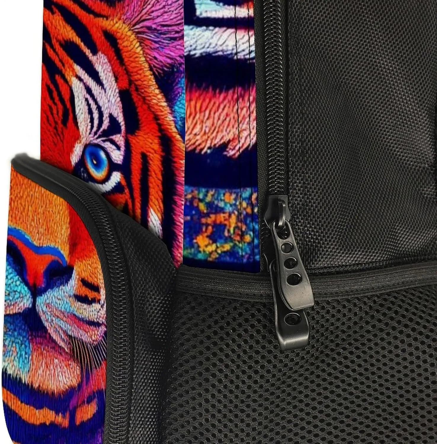 Daypack Bookbag Anti-Theft Multipurpose Large Capacity Bookbag - Trippy Red Tiger Animal Art Travel Hiking & Camping Rucksack With Adjustable Shoulder Straps
