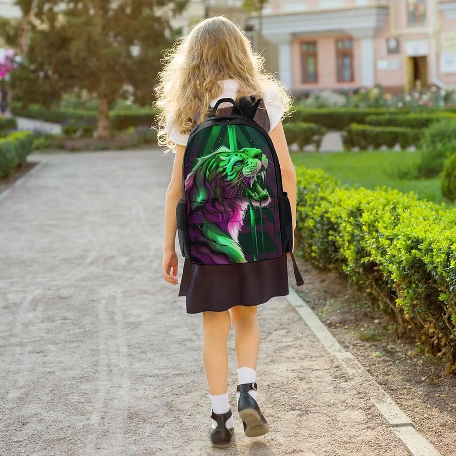 Daypack Bookbag Multipurpose Anti-Theft Big Capacity Carry On Bag - Angry Tiger Rainbow Animal Magic Art Travel Hiking & Camping Rucksack With Padded Straps