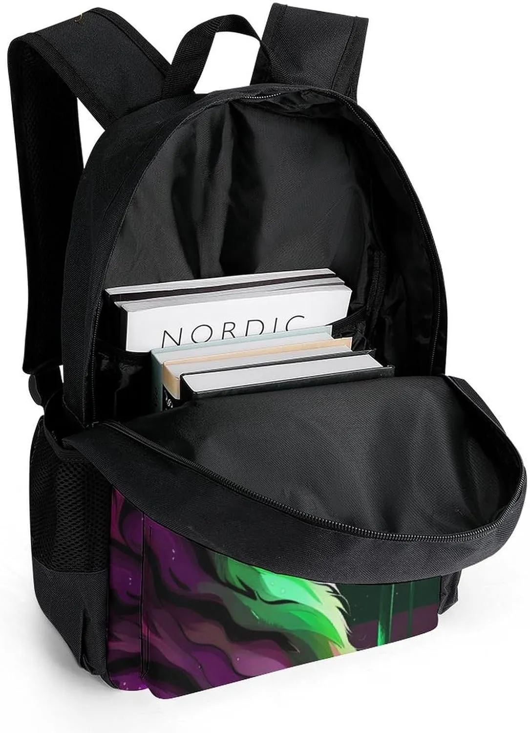 Daypack Bookbag Multipurpose Anti-Theft Big Capacity Carry On Bag - Angry Tiger Rainbow Animal Magic Art Travel Hiking & Camping Rucksack With Padded Straps