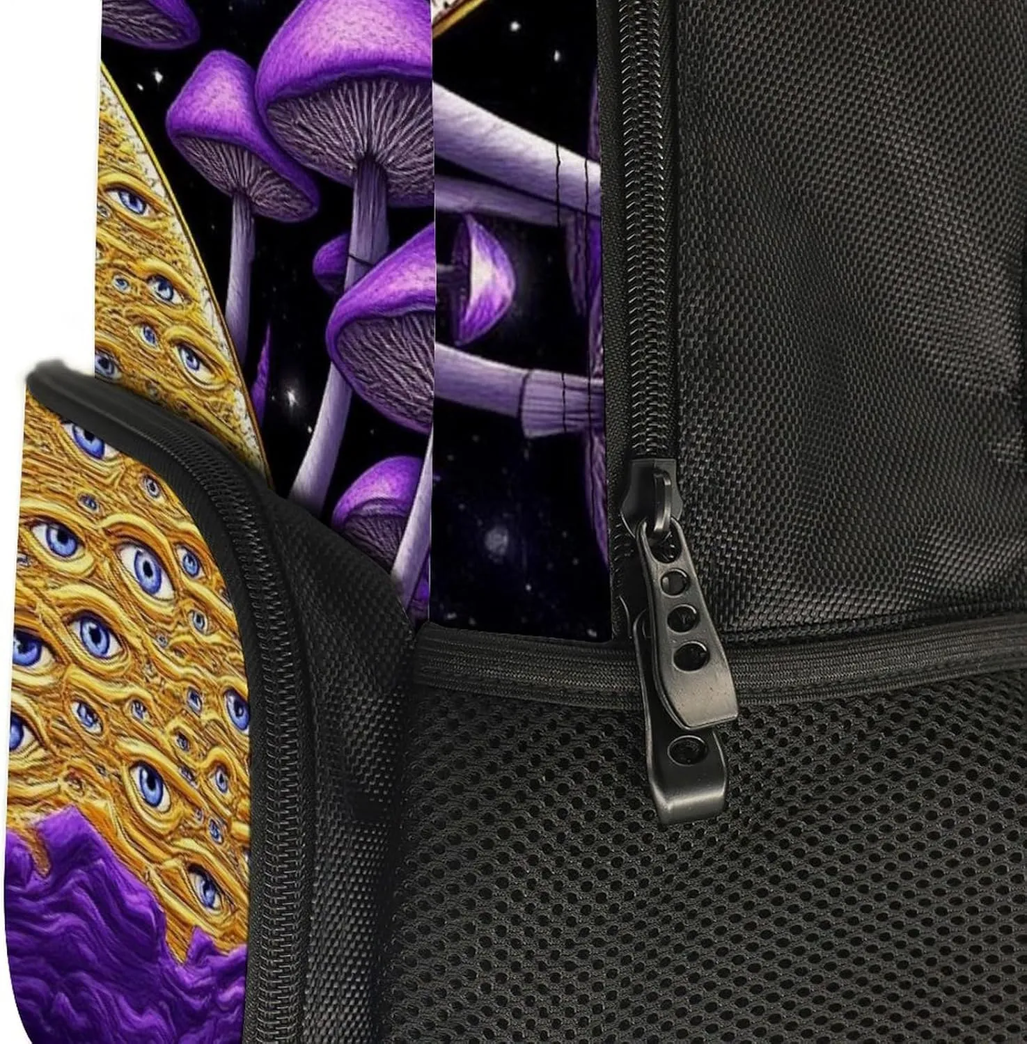 Daypack Bookbag Multipurpose Anti-Theft Big Capacity Carry On Bag - Trippy Magic Mushrooms Universe Art Travel Hiking & Camping Rucksack With Padded Straps