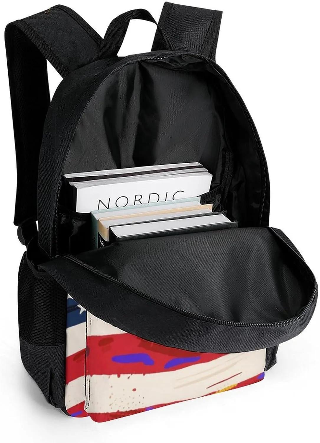 Daypack Bookbag Multipurpose Anti-Theft Big Capacity Carry On Bag - Usa Flag Grunge Old American Flag Art Travel Hiking & Camping Rucksack With Padded Straps