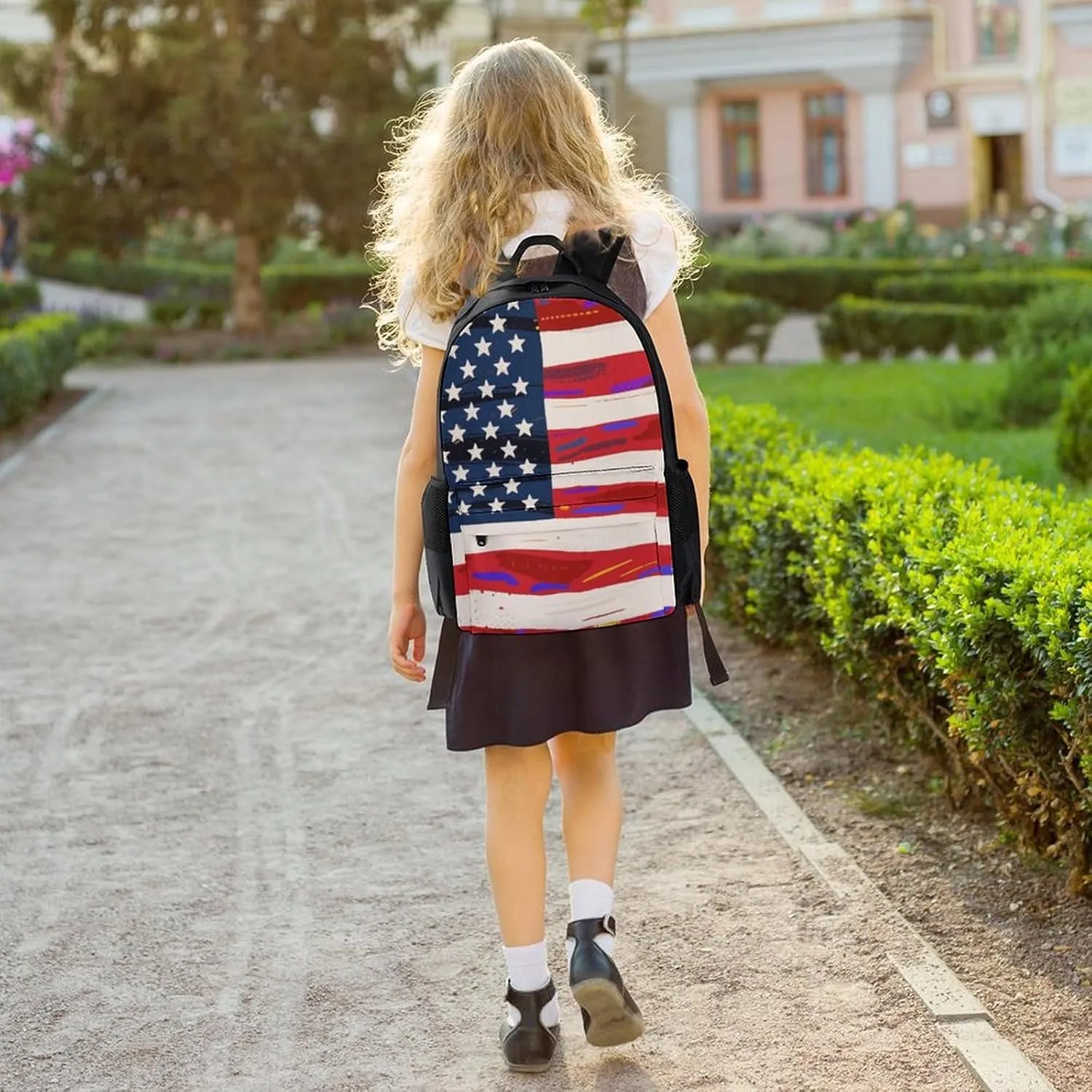 Daypack Bookbag Multipurpose Anti-Theft Big Capacity Carry On Bag - Usa Flag Grunge Old American Flag Art Travel Hiking & Camping Rucksack With Padded Straps