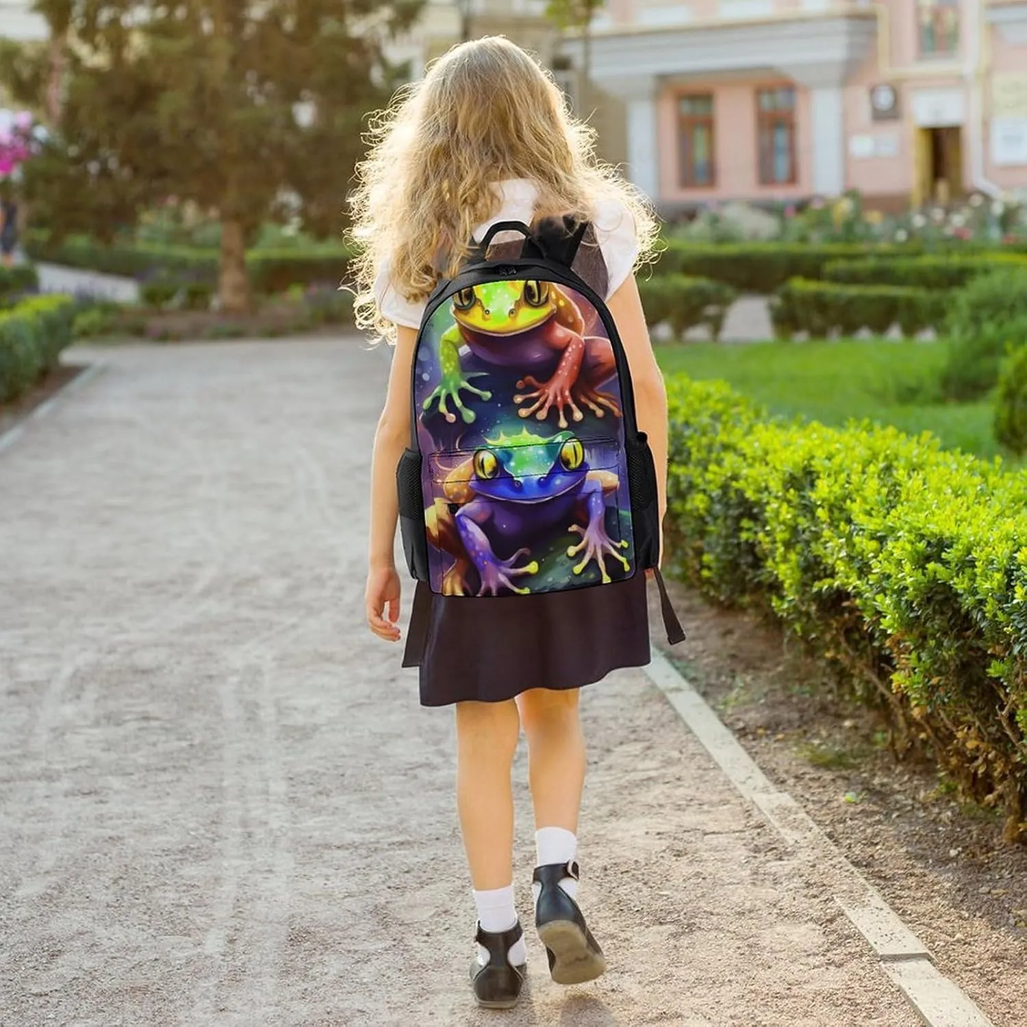 Daypack Bookbag Multipurpose Anti-Theft Big Capacity Carry On Bag - Watercolor Frogs Art Travel Hiking & Camping Rucksack With Padded Straps