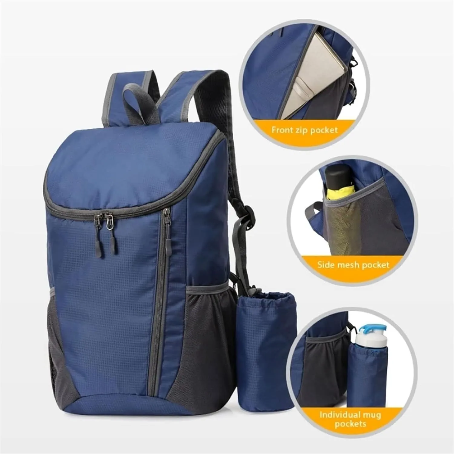 Daypacks Outdoor, Camping Backpack Ultralight Backpack With Bottle Holder Folding Travel Lightweight Backpacking(E)