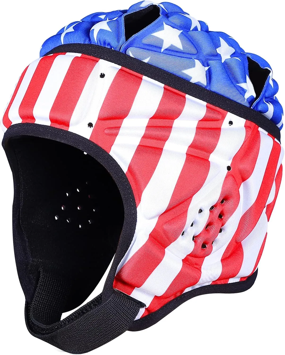 DGXINJUN Soft Shell Flag Football Helmet, 7v7 Rugby Helmet, Scrum Cap, Soccer Padded Headgear, Adjustable Head Protector for Youth Kids Adults