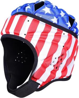 DGXINJUN Soft Shell Flag Football Helmet, 7v7 Rugby Helmet, Scrum Cap, Soccer Padded Headgear, Adjustable Head Protector for Youth Kids Adults