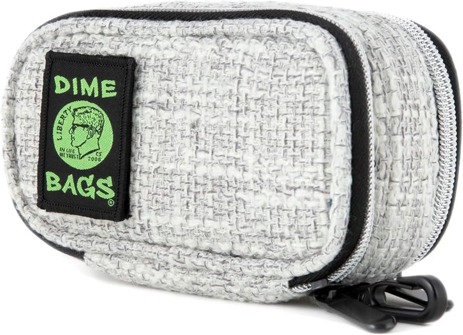 DIME BAGS - Pod Padded Travel Case with Keychain Clip - Protective Hemp Pouch with Padded Interior (6 Inch, Grey)