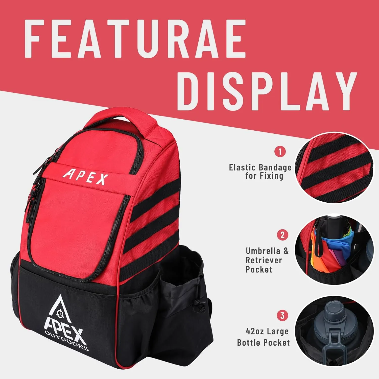 Disc Golf Bag, Large Disc Golf Backpack Holds Over 21 Discs, Durable & Lightweight with Multiple Storage Pockets