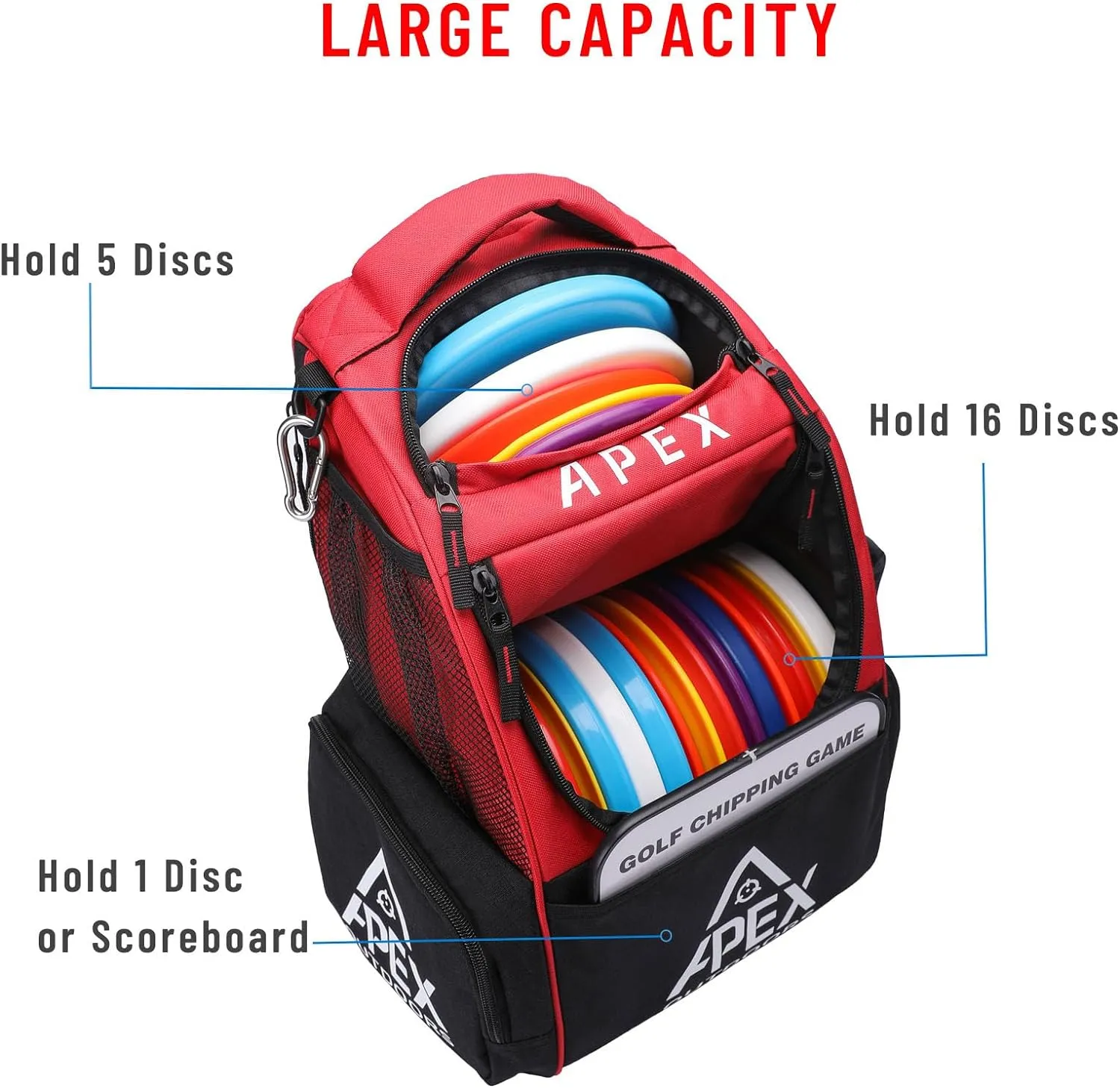 Disc Golf Bag, Large Disc Golf Backpack Holds Over 21 Discs, Durable & Lightweight with Multiple Storage Pockets