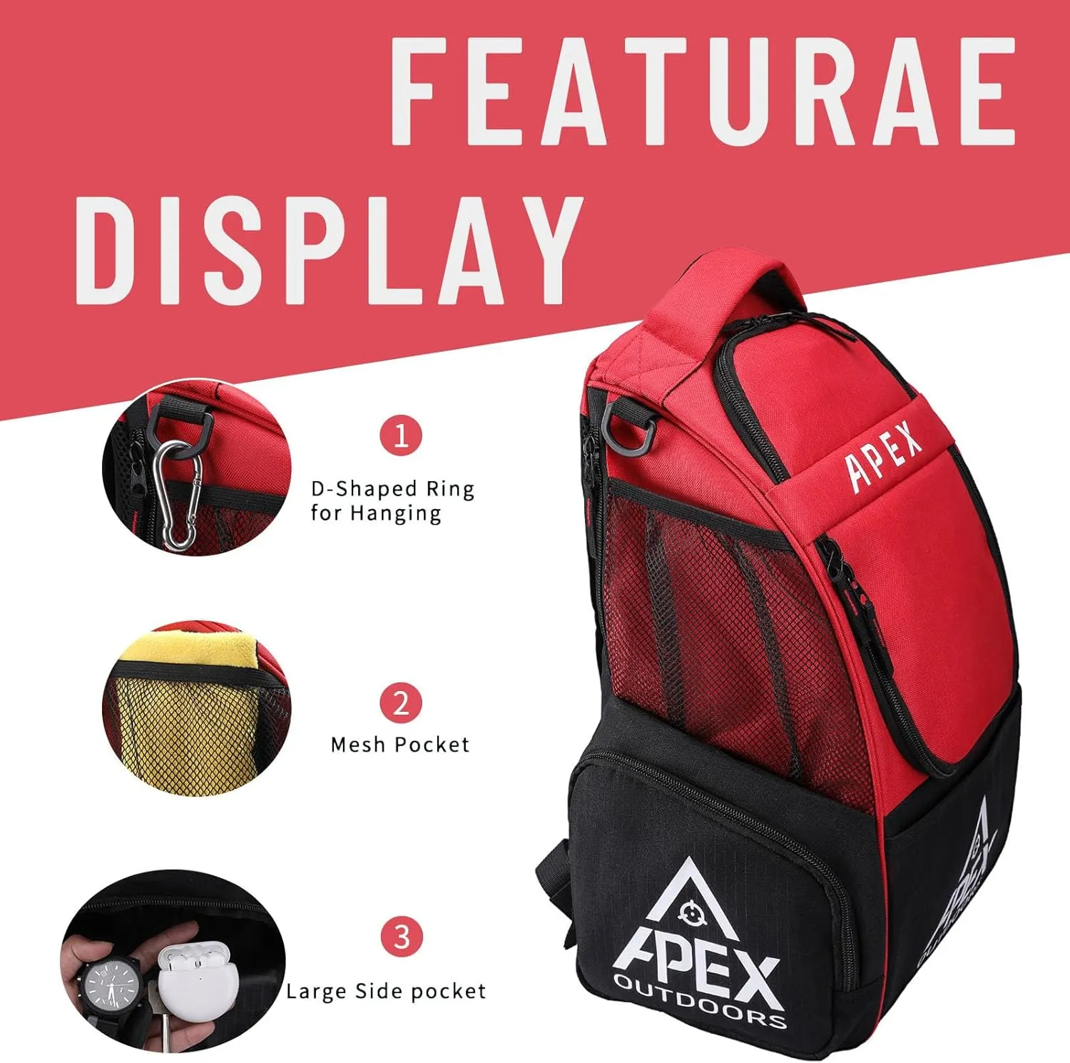 Disc Golf Bag, Large Disc Golf Backpack Holds Over 21 Discs, Durable & Lightweight with Multiple Storage Pockets