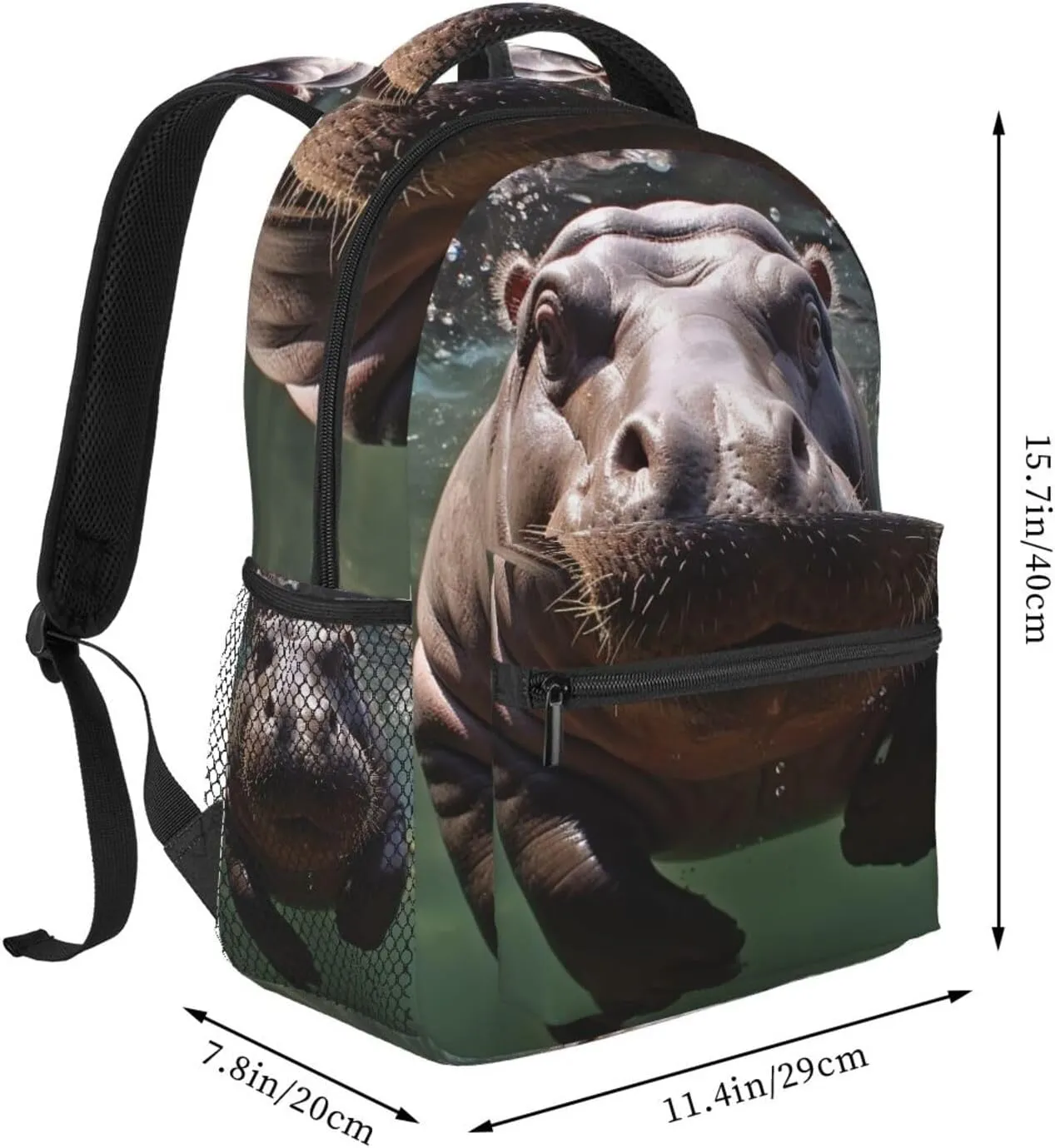 Diving Hippo Backpack Lightweight Laptop Backpack Travel Rucksack for Men Women Canvas Daypack