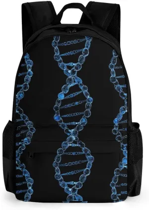 DNA Genetics Travel Backpack Lightweight Shoulder Bag Funny Laptop Daypack with Multi Pockets