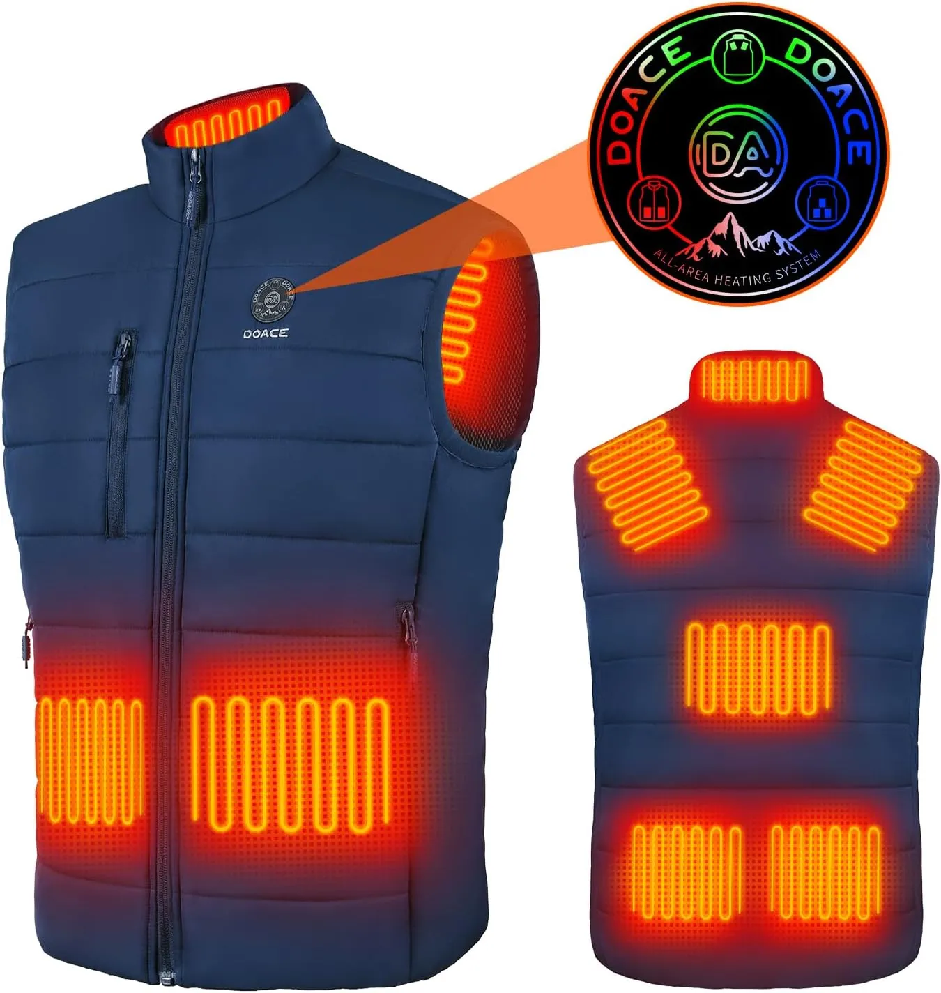 DOACE® Upgraded Heated Vest for Men and Women, Smart Electric Heating Vest, Lightweight Heated Jacket (Battery Not Included)
