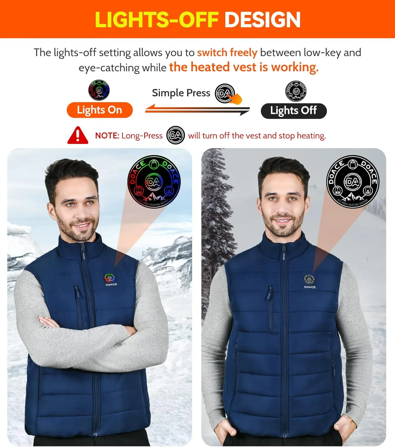 DOACE® Upgraded Heated Vest for Men and Women, Smart Electric Heating Vest, Lightweight Heated Jacket (Battery Not Included)