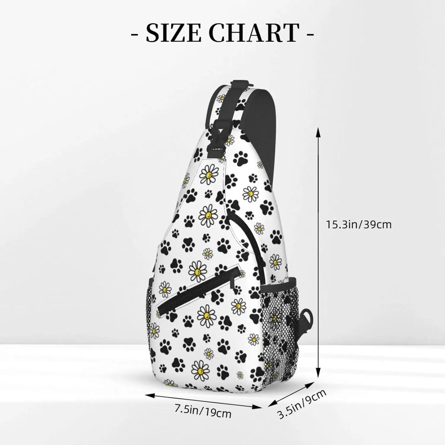 Dog Paw Footprint Daisy Flower Cross Chest Bag Diagonally Hiking Crossbody Bag Travel Shoulder Daypack Lightweight Sling Backpack Cycling Daypacks Fitness Chest Backpacks