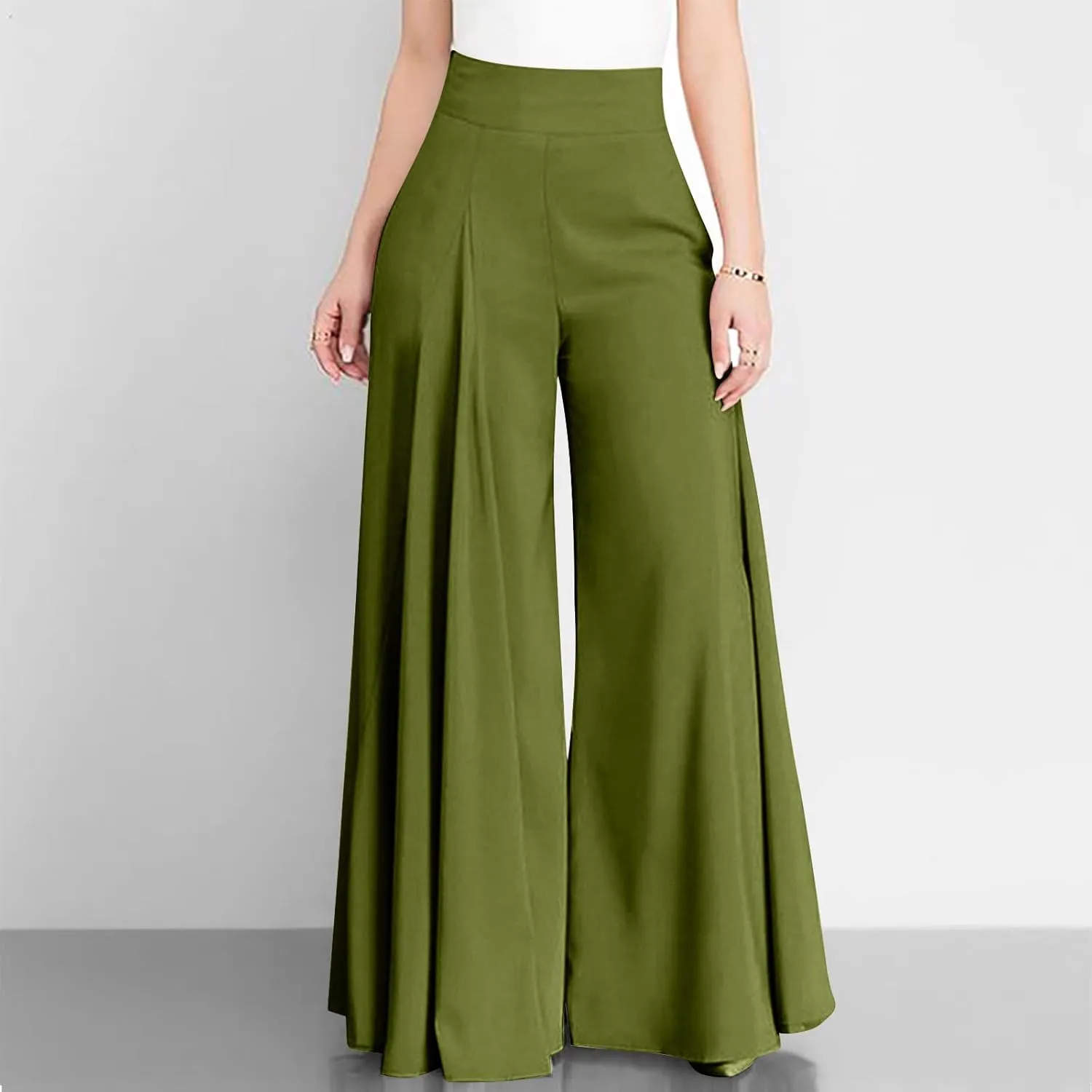 DOLKFU Women High Waist Casual Pants Lightweight Straight Wide Leg Pants Trendy Comfortable Loose Trousers