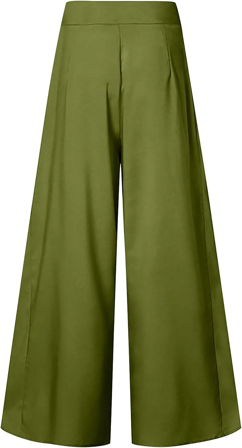 DOLKFU Women High Waist Casual Pants Lightweight Straight Wide Leg Pants Trendy Comfortable Loose Trousers