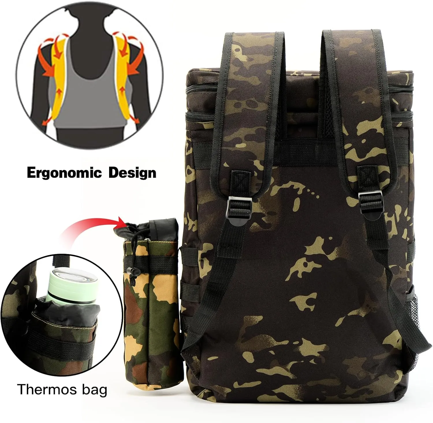 Double Sections Backpack Cooler Insulated Leak Proof Cooler Bag for Men Women,Tactical Large Capacity Cooler Bag, Lunch Backpack Bag for Beach Hiking Camping Picnics Work